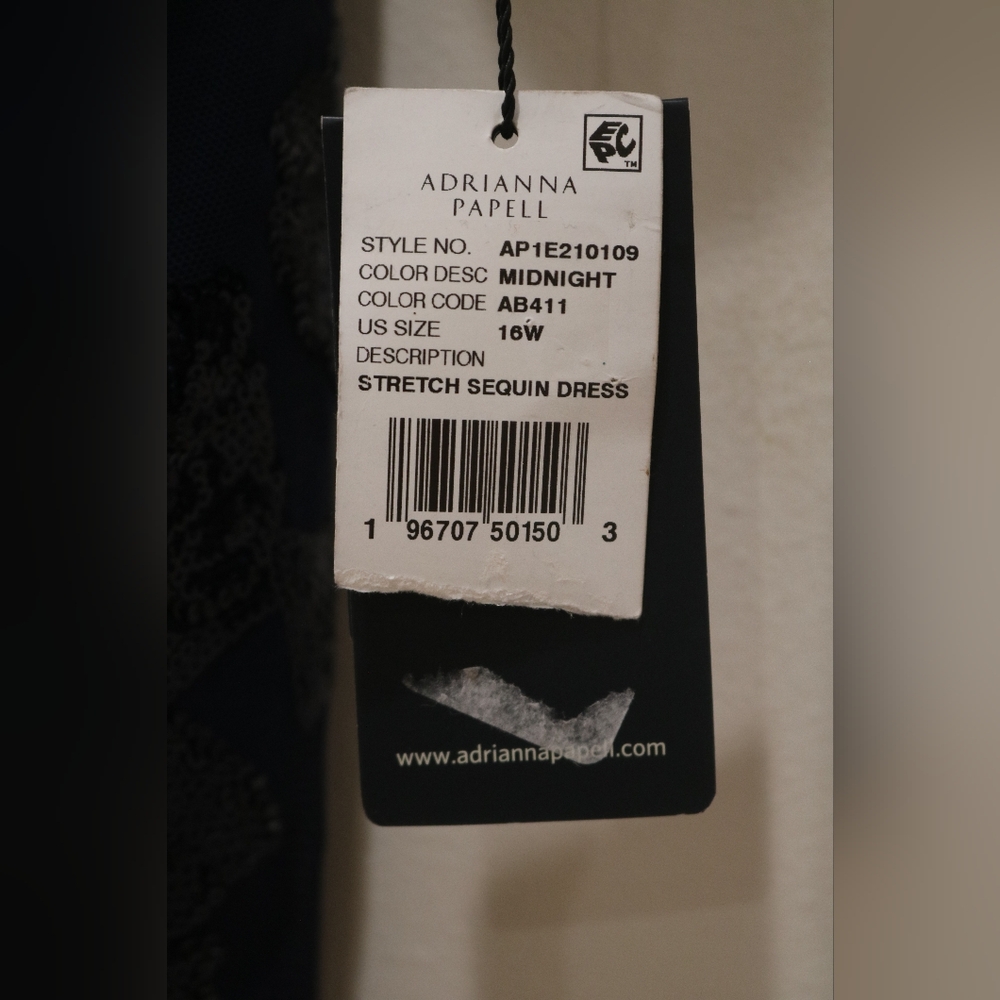 Adrianna Papell Plus Size Floral-Sequined Sheath Dress - Midnight - Picture 7 of 12